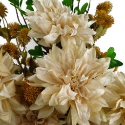Leaf Pack of 6 x 55cm Dahlia Flower Stem - Dusty Cream in White - Size: 6 x 55 cm - thumbnail 3
