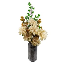 Leaf Pack of 6 x 55cm Dahlia Flower Stem - Dusty Cream in White - Size: 6 x 55 cm - thumbnail 2