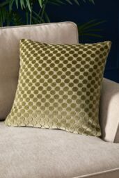 Soiree 'Velvet Spot' Plain Dyed Jacquard Velvet Filled Cushion in Green - Size: 43 cm x 43 cm