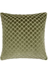 Soiree 'Velvet Spot' Plain Dyed Jacquard Velvet Filled Cushion in Green - Size: 43 cm x 43 cm - thumbnail 2