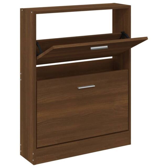 Berkfield Home Shoe Cabinet Brown Oak 59x17x81 cm Engineered Wood - Size: 59 x 17 x 81 cm - image 1