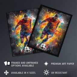 "Artery8 Wall Art Print Football Striker Colourful Artwork Boys Bedroom Gift For Him Fan Man Cave Poster - Size: W24"" x H32""" - thumbnail 2