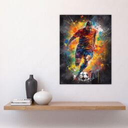 "Artery8 Wall Art Print Football Striker Colourful Artwork Boys Bedroom Gift For Him Fan Man Cave Poster - Size: W24"" x H32""" - thumbnail 4