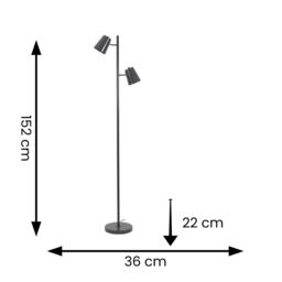 ValueLights Bibi 2 Way Adjustable Multi-Directional Metal Floor Lamp with LED Bulbs in Charcoal - thumbnail 6