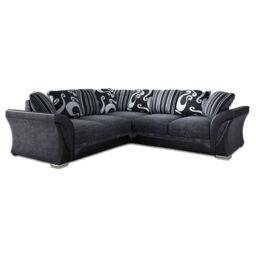 Furnishings For Less UK Lisbon Black & Grey L Shaped 5 Seater Fabric Corner Sofa