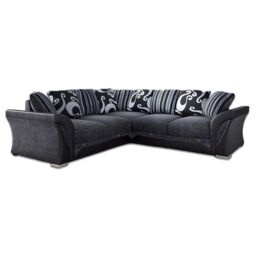 Furnishings For Less UK Lisbon Black & Grey L Shaped 5 Seater Fabric Corner Sofa - thumbnail 2