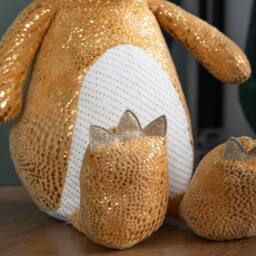 Samuel Alexander 60cm Tall Gold Plush Zilla Dino Sitting Decoration with Santa Hat - thumbnail 6
