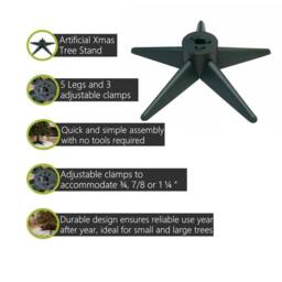 Pegdev Artificial Christmas Tree Stand with 5 Legs & 3 Adjustable Clamps in Green - thumbnail 2