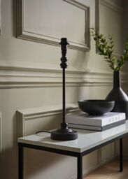 ValueLights Maggie Metal Candlestick Slim Table Lamp Base in Black - thumbnail 1