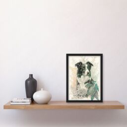 Artery8 Border Collie Dog in Field Modern Colour Pencil Portrait Illustration Artwork Framed Wall Art Print A4 in Black - thumbnail 2