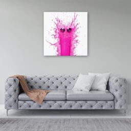 Warren Reed - Designer Pink Splashart Glass With Glasses Canvas - Size: w40 inch x h40 inch - thumbnail 4