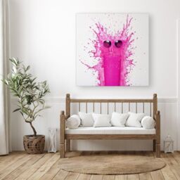 Warren Reed - Designer Pink Splashart Glass With Glasses Canvas - Size: w40 inch x h40 inch - thumbnail 3