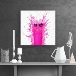 Warren Reed - Designer Pink Splashart Glass With Glasses Canvas - Size: w40 inch x h40 inch - thumbnail 2