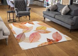 Benjamin Tate Design Autumn Toned Skeleton Leaves Rug in Natural - Size: Large - thumbnail 2