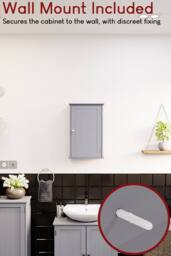 HD Designs Priano 1 Door Wall Cabinet With Shelves Bathroom Cabinet in Grey - thumbnail 4