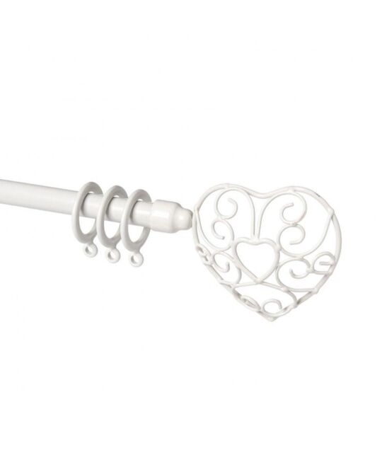 New Edge Blinds 13 - 16mm Heart End Metal Curtain Pole Set - Cream - Size: 120 cm - 210 cm - image 1