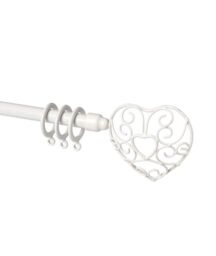 New Edge Blinds 13 - 16mm Heart End Metal Curtain Pole Set - Cream - Size: 120 cm - 210 cm - thumbnail 1