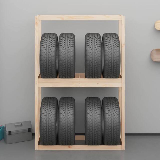 Berkfield Home Tire Rack 120x40x180 cm Solid Wood Pine in Natural - Size: 120 x 40 x 180 cm - image 1