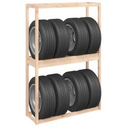 Berkfield Home Tire Rack 120x40x180 cm Solid Wood Pine in Natural - Size: 120 x 40 x 180 cm - thumbnail 4