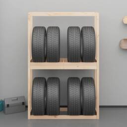 Berkfield Home Tire Rack 120x40x180 cm Solid Wood Pine in Natural - Size: 120 x 40 x 180 cm