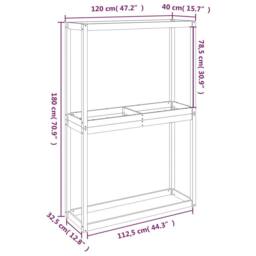 Berkfield Home Tire Rack 120x40x180 cm Solid Wood Pine in Natural - Size: 120 x 40 x 180 cm - thumbnail 9