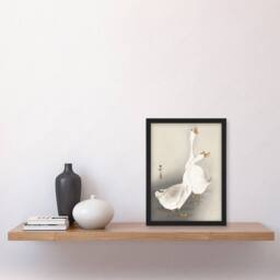 "Artery8 Two Geese Vintage Bird Ukiyo E Vintage Japan Framed Wall Art Print Koson in Beige - Size: W12"" x H16""" - thumbnail 4