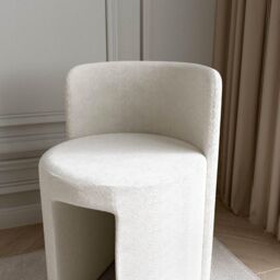 CARME HOME Lottie Ivory Bouclé Fabric Stool Decor For Living Room Bedroom Footstool Upholstered in White - thumbnail 2