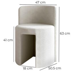 CARME HOME Lottie Ivory Bouclé Fabric Stool Decor For Living Room Bedroom Footstool Upholstered in White - thumbnail 5