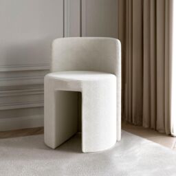 CARME HOME Lottie Ivory Bouclé Fabric Stool Decor For Living Room Bedroom Footstool Upholstered in White