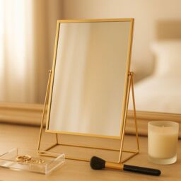 Harbour Housewares 2x 50cm Rectangle Makeup Mirrors - Dressing Table Tabletop Cosmetic Bathroom Mirror in Gold - Size: 2x 50 cm - thumbnail 3