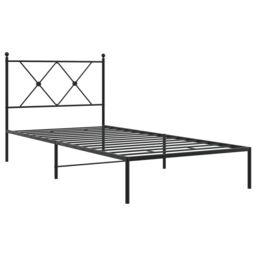 Berkfield Home Metal Bed Frame without Mattress with Headboard Black 90x190cm - Size: 90x190 cm - thumbnail 3