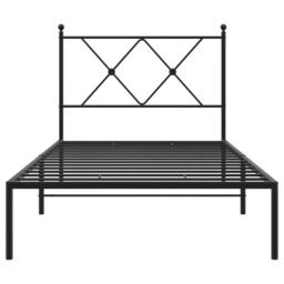 Berkfield Home Metal Bed Frame without Mattress with Headboard Black 90x190cm - Size: 90x190 cm - thumbnail 4