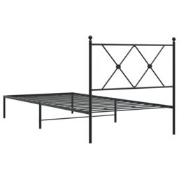 Berkfield Home Metal Bed Frame without Mattress with Headboard Black 90x190cm - Size: 90x190 cm - thumbnail 6