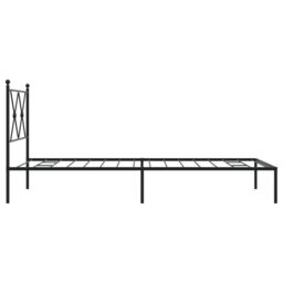 Berkfield Home Metal Bed Frame without Mattress with Headboard Black 90x190cm - Size: 90x190 cm - thumbnail 5