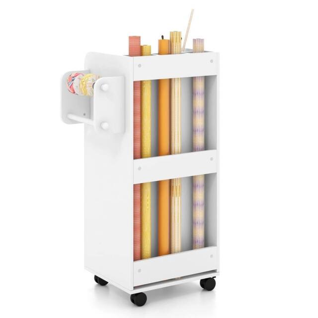 VOGREX Rolling Craft Utility Cart Kitchen Bathroom Office Trolley in White - image 1