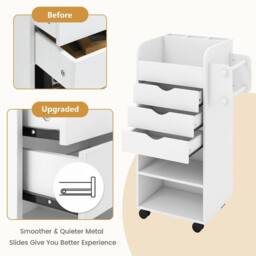 VOGREX Rolling Craft Utility Cart Kitchen Bathroom Office Trolley in White - thumbnail 4