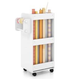 VOGREX Rolling Craft Utility Cart Kitchen Bathroom Office Trolley in White - thumbnail 1