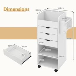 VOGREX Rolling Craft Utility Cart Kitchen Bathroom Office Trolley in White - thumbnail 2