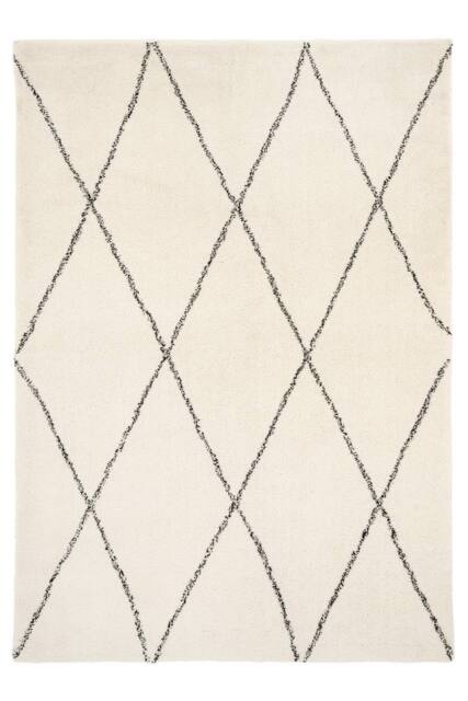 Kukoon Machine Washable Shaggy Rug Beige Trellis Fluffy Bedroom Carpet - Size: 120 cm x 170 cm - image 1