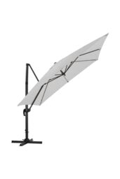 Living and Home 3M Large Square Canopy Rotatable Tilting Garden Rome Umbrella Cantilever Parasol with Square Fillable Base, Light Grey - thumbnail 5