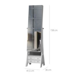 CARME HOME Nikita Full Length LED Mirror Jewellery Cabinet Free Standing in White - thumbnail 6