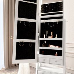 CARME HOME Nikita Full Length LED Mirror Jewellery Cabinet Free Standing in White - thumbnail 4
