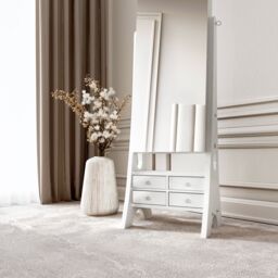CARME HOME Nikita Full Length LED Mirror Jewellery Cabinet Free Standing in White - thumbnail 5