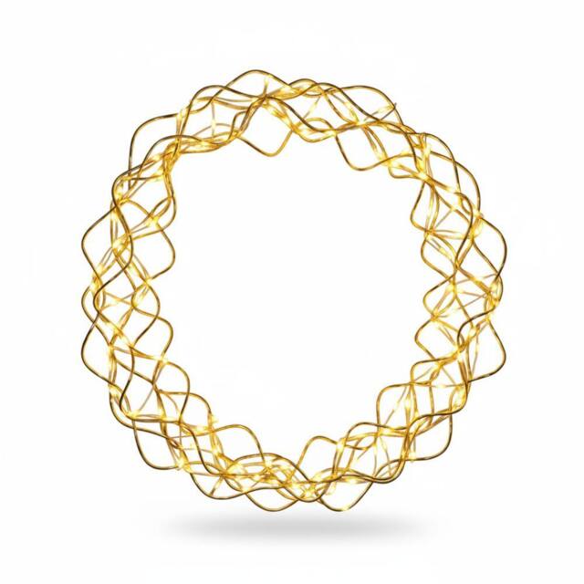 Pegdev 30cm Christmas Door Wreath with Lights 140 LED Copper Gold with Timer - image 1