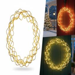 Pegdev 30cm Christmas Door Wreath with Lights 140 LED Copper Gold with Timer - thumbnail 4