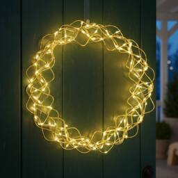 Pegdev 30cm Christmas Door Wreath with Lights 140 LED Copper Gold with Timer - thumbnail 3