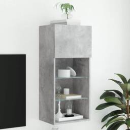 Berkfield Home TV Cabinet with LED Lights Concrete Grey 40.5x30x90 cm - thumbnail 2