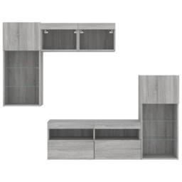 Berkfield Home Versatile 5 Piece TV Wall Units with LED Grey Sonoma Engineered Wood - thumbnail 7
