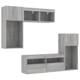 Berkfield Home Versatile 5 Piece TV Wall Units with LED Grey Sonoma Engineered Wood - thumbnail 5
