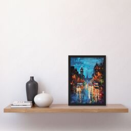 "Artery8 Edinburgh Princes Street Cityscape Painting Framed Art Print in Blue - Size: W12"" x H16""" - thumbnail 4